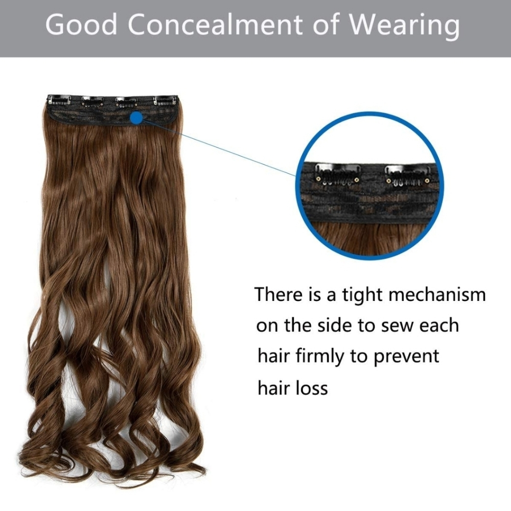 Hair Extensions curly long clip on Chestnut brown - Picture 6 of 8